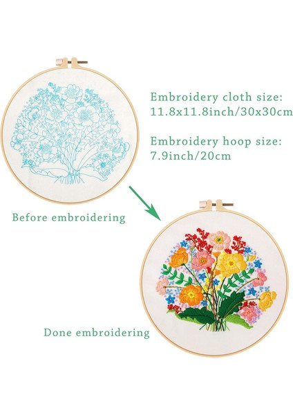 4 Set Dıy Nakış Kiti Yeni Başlayanlar Için Yetişkinler, El Nakış Kiti Çiçek, Çember, Renk Dişleri, Araçlar Içerir (Yurt Dışından) fiyatları