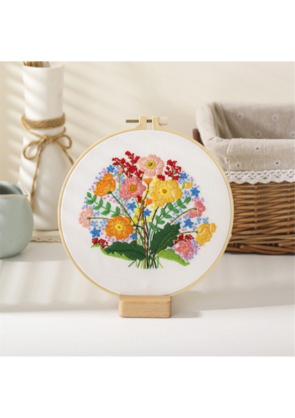 4 Set Dıy Nakış Kiti Yeni Başlayanlar Için Yetişkinler, El Nakış Kiti Çiçek, Çember, Renk Dişleri, Araçlar Içerir (Yurt Dışından) fırsatları