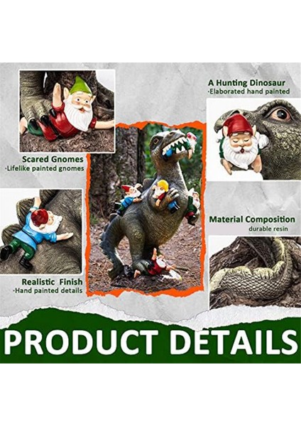 Dinozor Gnomes Bahçe Heykelleri Açık Dekor Doğum Günü Hediyeleri Anne Hediyeleri, Veranda Dinozor Yeme Cüceler Heykelleri (Yurt Dışından) fırsatları
