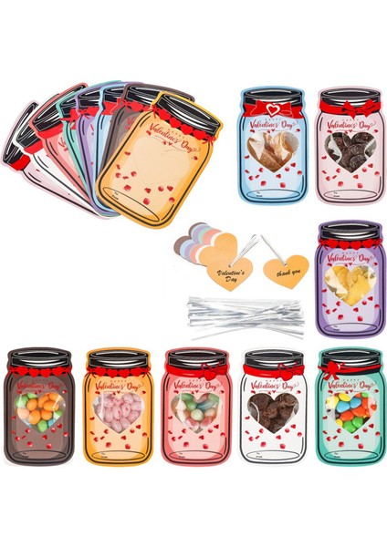 48PCS Mutlu Sevgililer Günü Şeker Hediye Çantaları Drift Şişe Tebrik Kartı Düğün Partisi Diy Çikolatalı Kurabiye Ambalaj Dekor (Yurt Dışından)