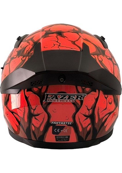Motosiklet Kask Ece 22.R06 Double Vizörlü Full Face Spoiler Motor Kaskı Fantastic Red