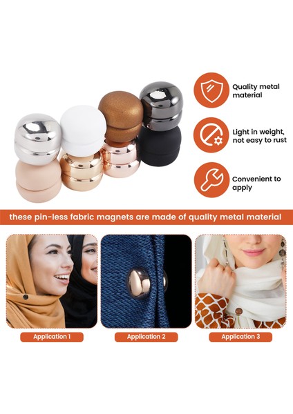 8 Pcs Hicab Manyetik Pimleri, Mukavemet Manyetik Hijab Pimleri Kadınlar Için Çok Kullanımlı Renkli Eşarp Küçük Manyetik Hijab (Yurt Dışından) indirimleri