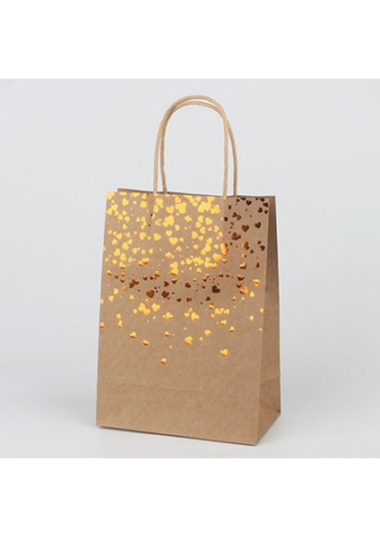 10 Adet Kahverengi Kraft Kağıt Torba Sıcak Damgalama Aşk Kağıt Çantası Doğum Günü Hediye Çantası Parti ve Alışveriş Için Tutamak (Yurt Dışından) modelleri