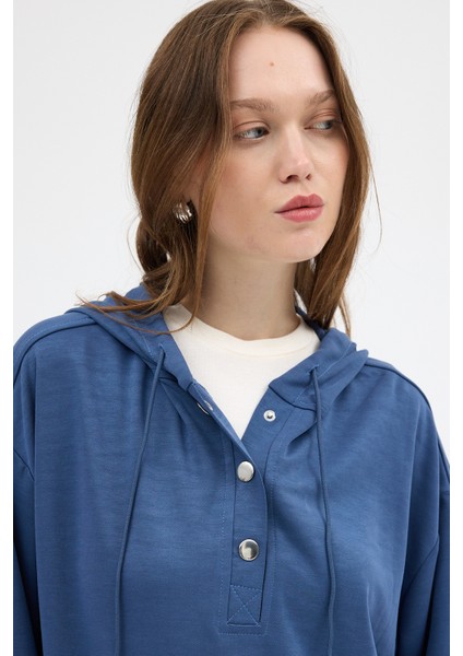 İndigo Cepli Kapüşonlu Tunik Pantolon Takımı 8105A fırsatları