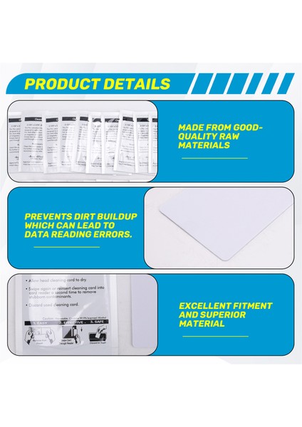 Kart Okuyucu Temizlik Kartları - Çift Yan Kredi Kartı Okuyucu Temizleyici, CR80 Kart Okuyucu Temizleyici Pos Temizleme Kartları (25 Pcs) (Yurt Dışından) indirimleri