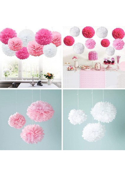 9 Adet/set Karışık Kağıt Mendil Pompomlar Pom Poms Çiçek Düğün Partisi Dekorasyonu (Pembe) (Yurt Dışından) fırsatları