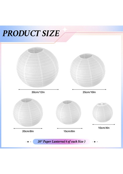20 Paket Çin Yuvarlak Beyaz Kağıt Fener, Kağıt Fenerler Asma Fenerler Düğün Partisi Dekorasyonları (Yurt Dışından) fırsatları
