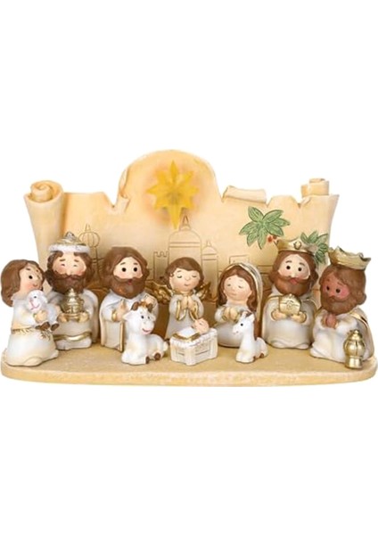 Doğuş Seti Versiyonu - 10 Parça Dini Yönetici Sahne Reçine Sevimli Versiyon Ev Dekor Masası Seti Süsleme Süslemeleri (Yurt Dışından)