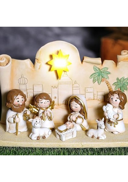Doğuş Seti Versiyonu - 10 Parça Dini Yönetici Sahne Reçine Sevimli Versiyon Ev Dekor Masası Seti Süsleme Süslemeleri (Yurt Dışından) fırsatları