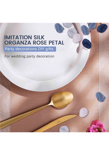 500PCS Ipek Gül Yaprakları Tozlu Mavi Lacivert Yaprak Yaprakları Düğün Çiçek Kız Sepet Koridoru Dağılım Yemek Masası Parti (Yurt Dışından) indirimleri