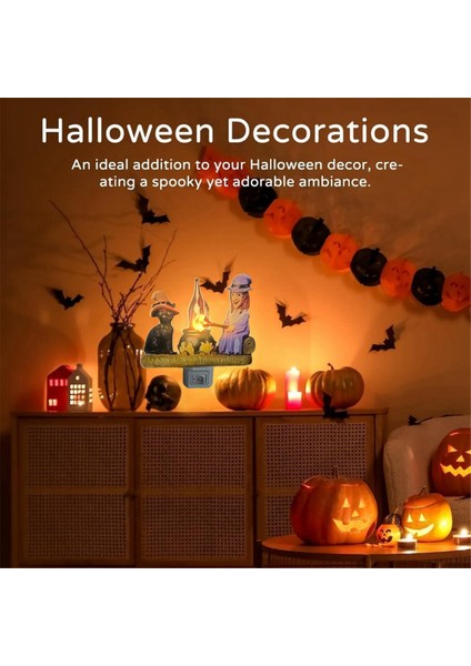 Cat And Witch Campfire Flickering Nightlight Cadılar Bayramı Hayalet Bonfire Yanıp Sönen Gece Işıkları Cadılar Bayramı Dekoru Fişi (Yurt Dışından) modelleri