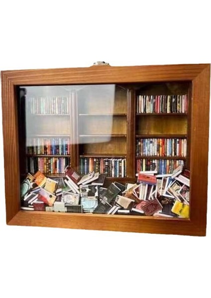 Küçük Kütüphane Ahşap Anti-Anksiyete Kitaplık Minyatür 200 Kitap Sarsıntı Stres Stres Rahatlama Hediyeleri (Yurt Dışından)