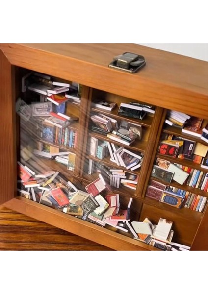 Küçük Kütüphane Ahşap Anti-Anksiyete Kitaplık Minyatür 200 Kitap Sarsıntı Stres Stres Rahatlama Hediyeleri (Yurt Dışından) fiyatları