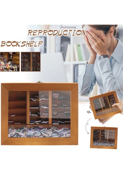 Küçük Kütüphane Ahşap Anti-Anksiyete Kitaplık Minyatür 200 Kitap Sarsıntı Stres Stres Rahatlama Hediyeleri (Yurt Dışından) modelleri