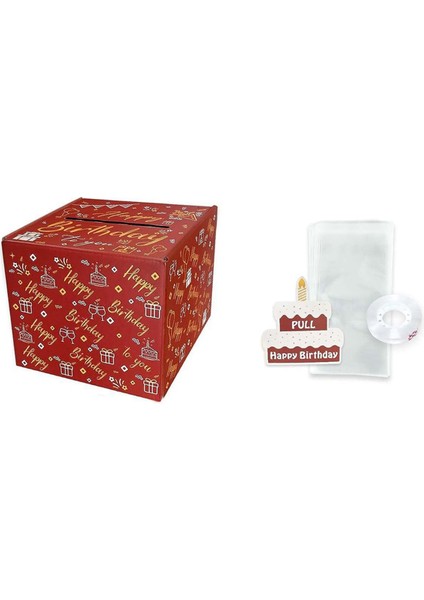 Nakit Hediye Çekme Için Mutlu Yıllar Para Kutusu, Arkadaşlar ve Aile Için Kek Kartı ile Mükemmel Hediye Kutusu, Kırmızı (Yurt Dışından)