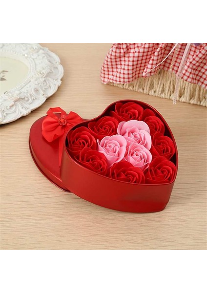 11PCS/KUTU Yapay Çiçekler Gül Sabunu Çiçek Kalp Şekli Diy Düğün Dekorasyonu Hediyelik Eşya Sevgililer Günü Hediyeler Flore-Kırmızı (Yurt Dışından) modelleri