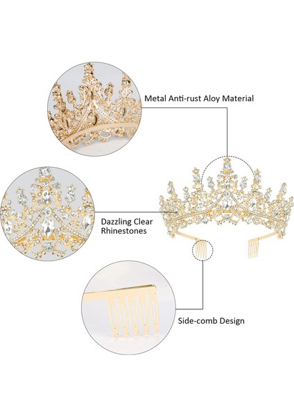 Doğum Günü Tiara Crown ve Sash Kadınlar Için Doğum Günü Partisi Süslemeleri Kızlar Için Hediye Kristal Baş Bandı Saç Aksesuarları C (Yurt Dışından)