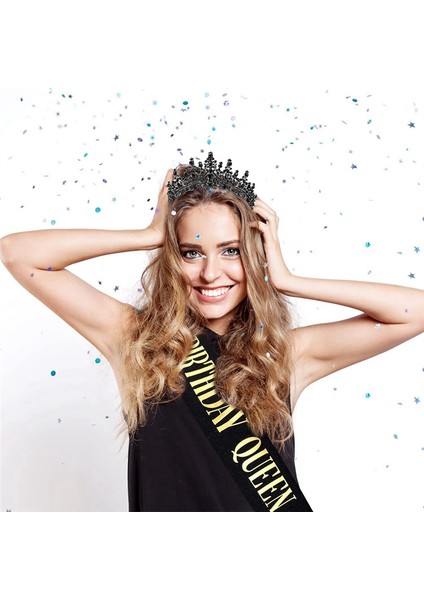 Doğum Günü Tiara Crown ve Sash Kadınlar Için Doğum Günü Partisi Süslemeleri Kızlar Için Hediye Kristal Baş Bandı Saç Aksesuarları C (Yurt Dışından) fırsatları