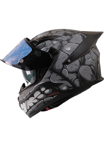 Motosiklet Kask Ece 22.R06 Double Vizörlü Full Face Spoiler Motor Kaskı Fantastic