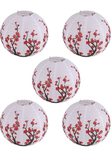 12 Inç Kiraz Çiçeği Japon/çin Kağıt Fenerleri (5 Set, Kırmızı Sakura) (Yurt Dışından)