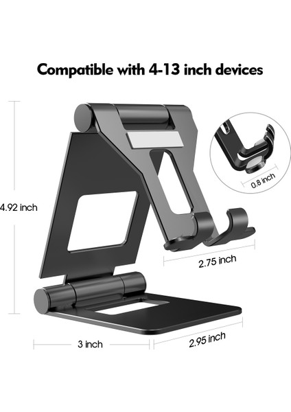 Licheers Ayarlanabilir Tablet Standı, Evrensel Tablet Tutucu, Taşınabilir Cep Telefonu Standı, 4-13 Inç Cihazlar Için (Siyah) (Yurt Dışından) indirimleri