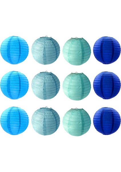 Mavi Kağıt Fenerler ,, Çin Yuvarlak Kağıt Asma Dekorasyon Fenerleri, Ev Dekorasyonu Için Işıklar, Partiler Düğün, 12 Pcs (Yurt Dışından)