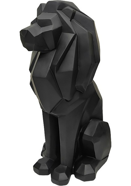 Aslan Heykeli Aslan Dekor - Erkekler Için Hediyeler Geometrik Şık Heykel Aslan Heykelcik Oturma Odası Ofisi Siyah (Yurt Dışından)