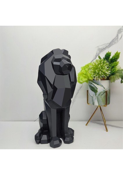 Aslan Heykeli Aslan Dekor - Erkekler Için Hediyeler Geometrik Şık Heykel Aslan Heykelcik Oturma Odası Ofisi Siyah (Yurt Dışından) modelleri