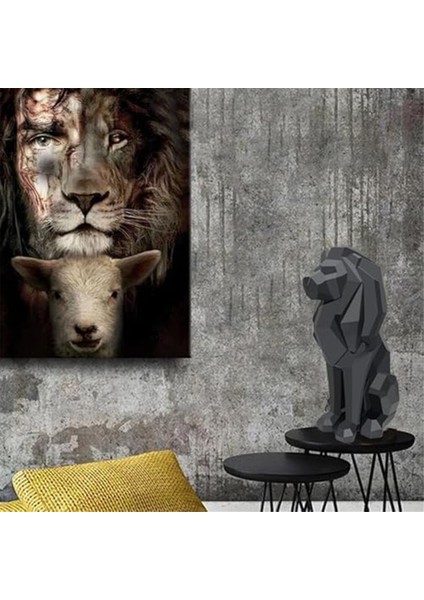 Aslan Heykeli Aslan Dekor - Erkekler Için Hediyeler Geometrik Şık Heykel Aslan Heykelcik Oturma Odası Ofisi Siyah (Yurt Dışından) fırsatları