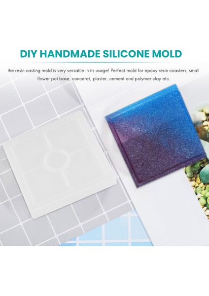 Silikon Coaster Kalıpları Silikon Reçine Kalıp, Reçine, Beton, Çimento ve Polimer Kil ile Döküm Için Net Epoksi Kalıplar (4 Paket Kare Kalıplar) (Yurt Dışından) indirimleri
