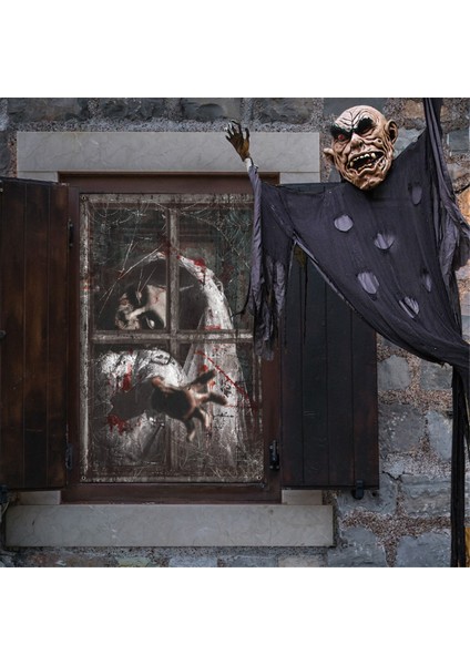 Cadılar Bayramı Dekorasyon Korku Uzun Saç Kadın Korku Penceresi Arka Plan Cadılar Bayramı Poster Dekorasyon (Yurt Dışından) fiyatları