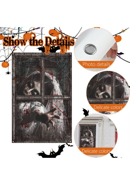 Cadılar Bayramı Dekorasyon Korku Uzun Saç Kadın Korku Penceresi Arka Plan Cadılar Bayramı Poster Dekorasyon (Yurt Dışından) fırsatları