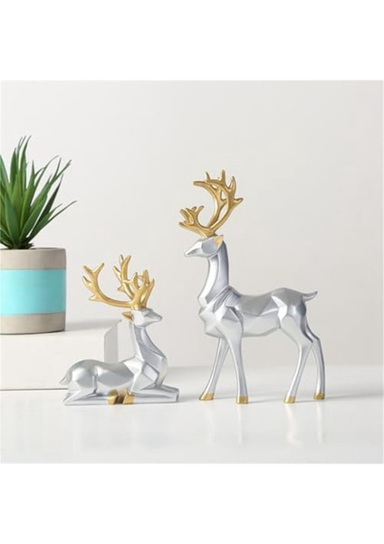 Dekoratif Hediye 2 Pcs Geyik Heykel 3D Geometrik Geyik Süsleri Festival Atmosfer Dekorasyonunu Başlatmak Için Kullanılan Süsler (Yurt Dışından) modelleri
