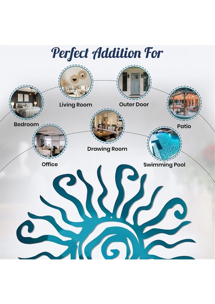 Tuhaf Güneş Metal Duvar Sanatı Açık Dekor - 11.8 Inç Pas Geçirmez Duvar Heykeli Bahçe Mavisi Için Mükemmel (Yurt Dışından) modelleri