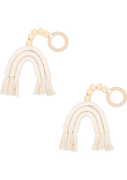 Boho Rainbow Ahşap Boncuk Dokuma Makram Ahşap Boncuklar Çelenk Duvar Asma Süsleme Ev Partisi Süslemeleri (Yurt Dışından)