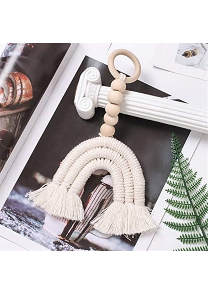 Boho Rainbow Ahşap Boncuk Dokuma Makram Ahşap Boncuklar Çelenk Duvar Asma Süsleme Ev Partisi Süslemeleri (Yurt Dışından) modelleri