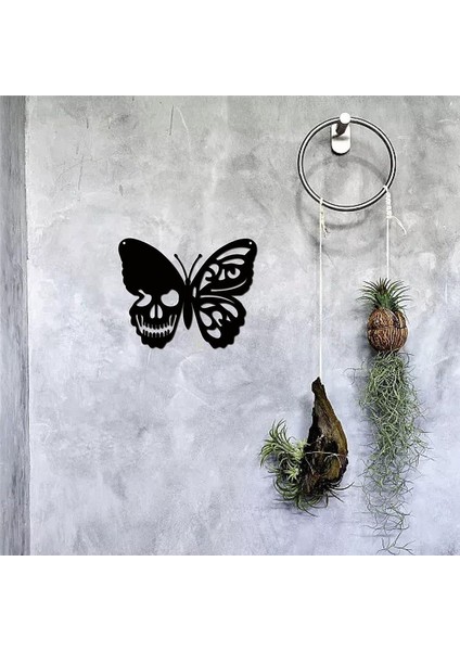 Kafatası Kelebek Metal Duvar Sanat Dekor Duvar Asma Plaklar Süsleme Demir Duvar Heykeli Iç Mekan Dış Mekan Evi B (Yurt Dışından) fırsatları