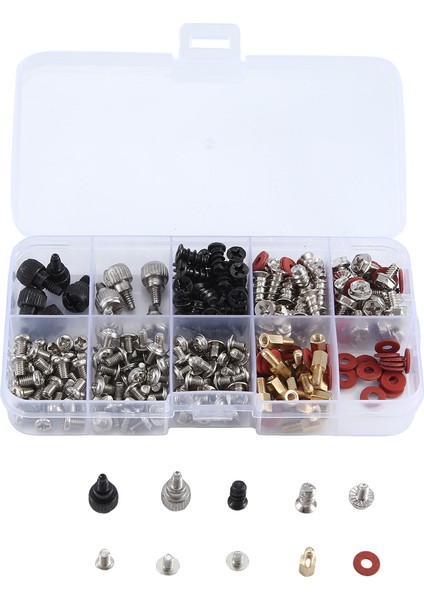 280PCS Bilgisayar Vidası Standofflar Kit M3.5 M5 Dıy Anakart Montaj Vidalı Pc Kılıf Fan Vidaları Sabit Sürücü Kırmızı Yıkacılar (Yurt Dışından)