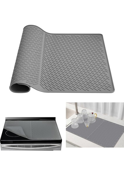 Silikon Soba Üst Koruyucu Mat 27.8X19.9 Inç Mutfak Silikon Cam Üst Soba Kapağı Protectore Kurutma Paspasları Gri (Yurt Dışından) fiyatları