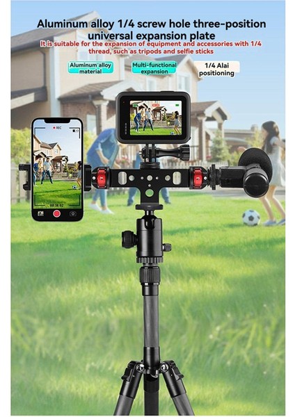 Üçlü Telefon Tutucu Tripod Montaj Adaptörü 180 Dereklik Eğim Kafası Vlog Kamera, Işık, Mikrofon Için Canlı Akış Aracı (Yurt Dışından) modelleri