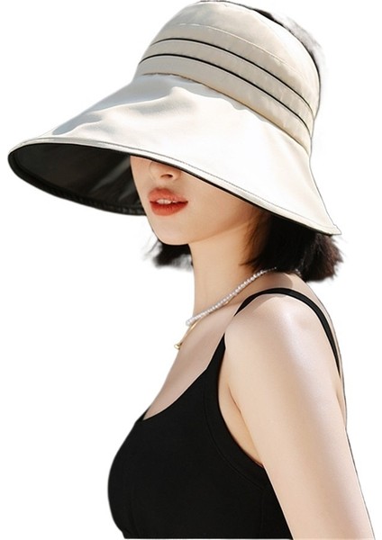 Yaz Yeni Moda Siyah Plastik Güneş Şapkası Kadın Anti-Ultraviyole Içi Boş Silindir Şapka Kadın Açık Büyük Siperlik Katlanabilir Yüz Örtüsü (Yurt Dışından) fiyatları