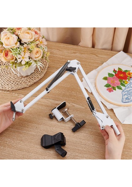 Beyaz Nakış Stand Kiti 8mm Delik El Nakış Standı 360 Derece Dönen Nakış Standı Nakış Çember (Yurt Dışından) fiyatları