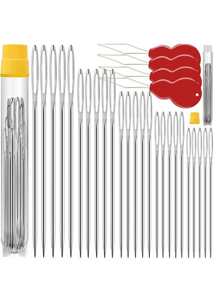 75 Paket Premium Büyük Göz Iğneleri 4 Iğne Dişlisi, Çeşitli Boyutlar, Nakış Iğneleri ile Dikiş (Yurt Dışından)