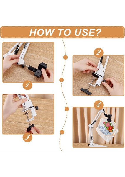 Beyaz Nakış Stand Kiti 8mm Delik El Nakış Standı 360 Derece Dönen Nakış Standı Nakış Çember (Yurt Dışından) modelleri