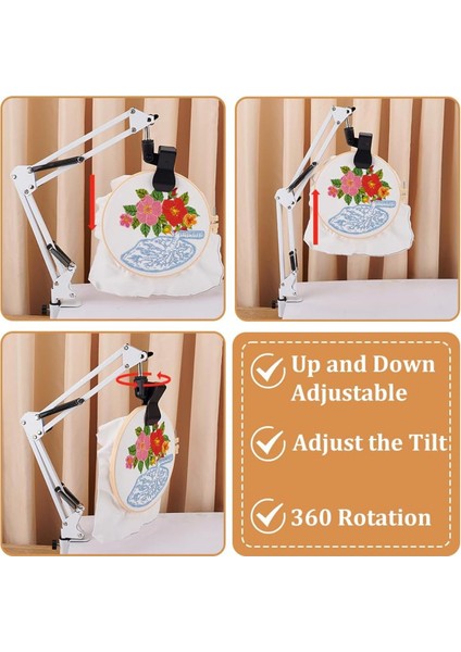 Beyaz Nakış Stand Kiti 8mm Delik El Nakış Standı 360 Derece Dönen Nakış Standı Nakış Çember (Yurt Dışından) fırsatları