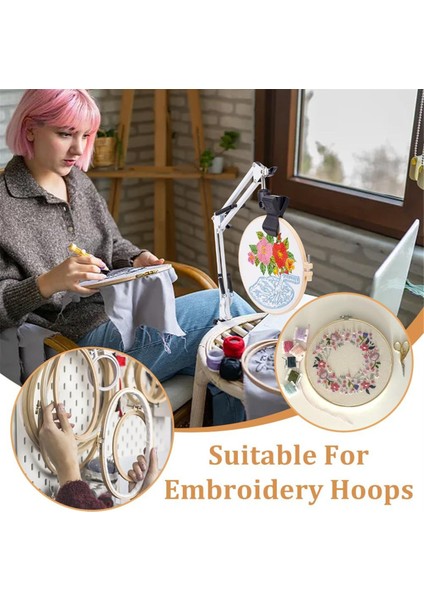 Beyaz Nakış Stand Kiti 8mm Delik El Nakış Standı 360 Derece Dönen Nakış Standı Nakış Çember (Yurt Dışından) indirimleri