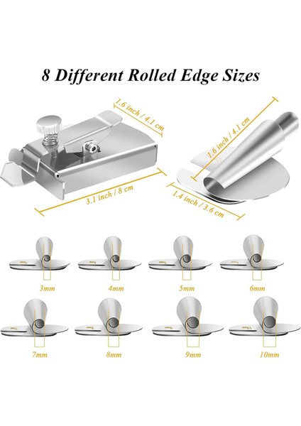 9 Adet Dikişli Haddelenmiş Hemmer Ayak Şarkıcı Manyetik Dikiş Kılavuzu 3-10 mm Genişliğinde Haddelenmiş Etek Basıncı (Yurt Dışından) fiyatları