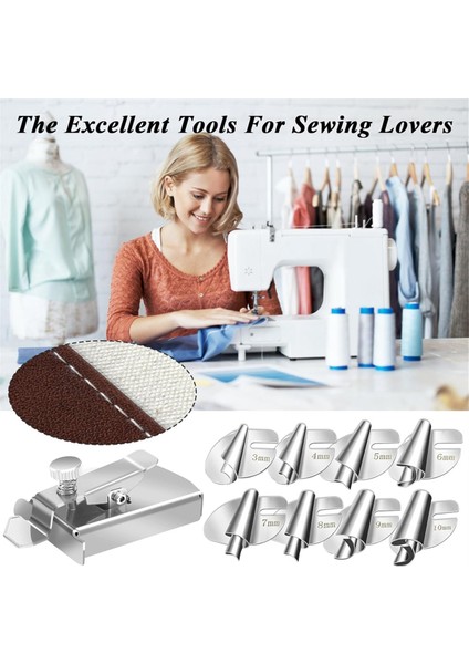 9 Adet Dikişli Haddelenmiş Hemmer Ayak Şarkıcı Manyetik Dikiş Kılavuzu 3-10 mm Genişliğinde Haddelenmiş Etek Basıncı (Yurt Dışından) modelleri