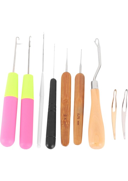 9 Adet Bükülmüş Kanca Kanca Tığ Işi Takımı Kanca Kancası Dreadlocks Aracı Tığ Işi, Örgü Saç Halı Yapımı Için Saç Kilitleme Aracı (Yurt Dışından)