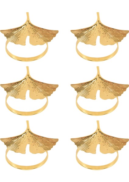 Peçete Yüzük Seti 6, Ginkgo Yaprak Peçete Halkaları Düğün Altın Peçete Tokası Şükran Günü Masa Dekorasyonu (Yurt Dışından) fiyatları